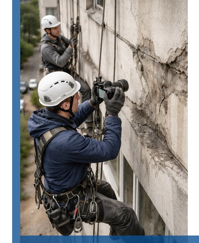 Фотофиксация дефектов фасада с высотной съемкой в Черемхове