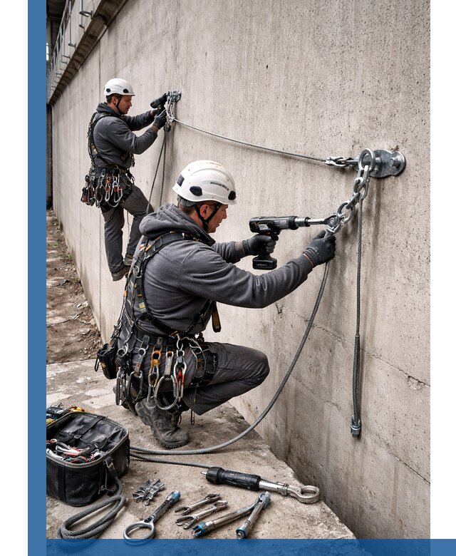 Монтаж анкерных линий высотной безопасности в Черемхове