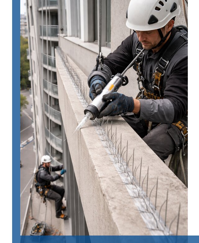 Установка шипов от птиц на фасадах и кровлях в Черемхове